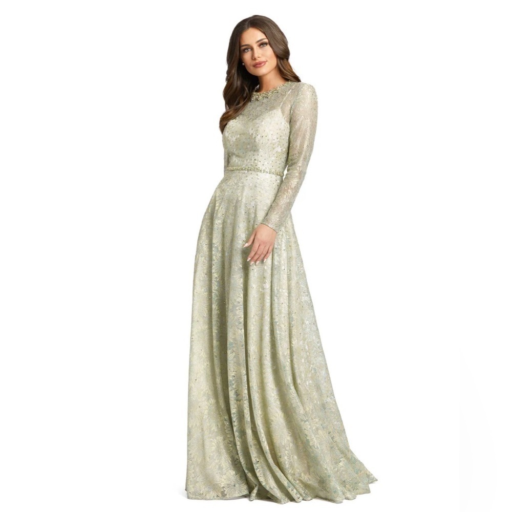 Mac Duggal 49188 NWT LONG SLEEVE FLORAL LACE GOWN
